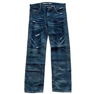 Neighborhood Savage Level 4 Straight Dark Wash Denim Jeans Distressed Selvedge